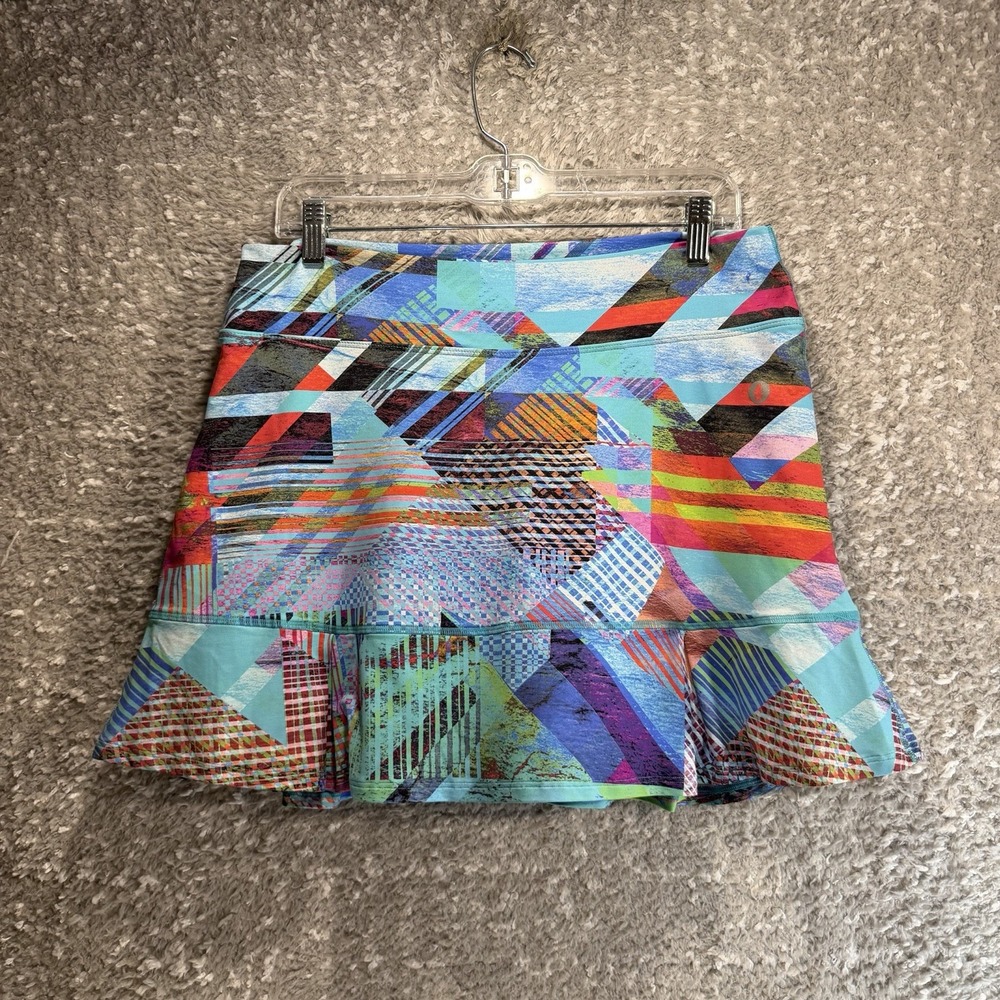 Dona Jo Colorful Print Pull On Skort Skirt Sz 3, XL Pockets Sports Preppy